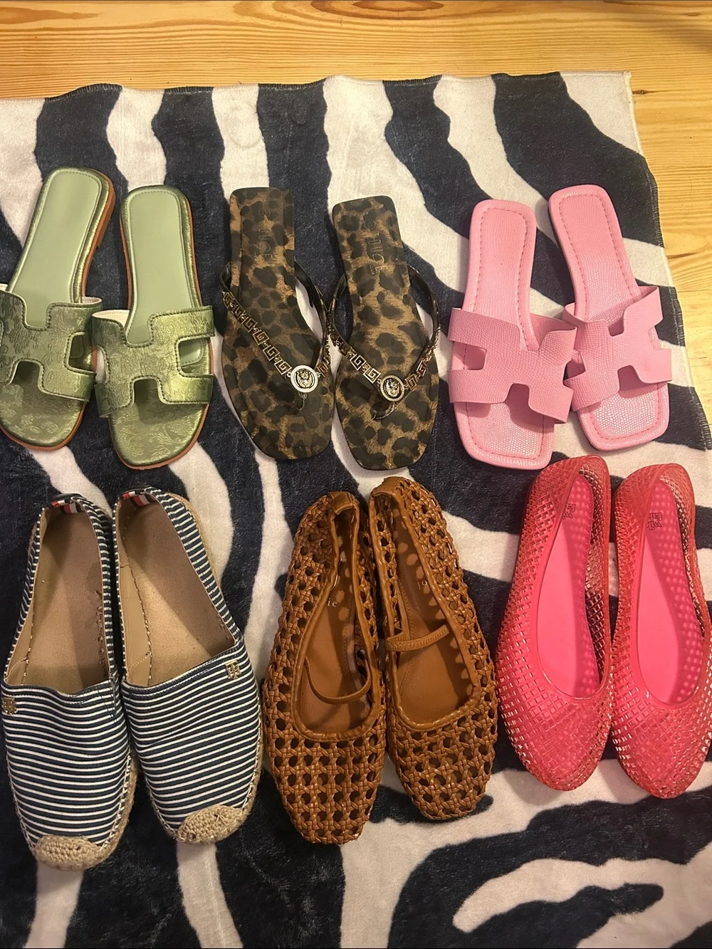 Summer clearance shoes bundle ; flats, flip flops, slides, ballet jelly shoes